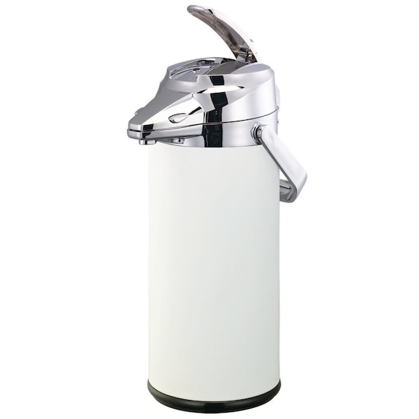 Airpot with Lever Lid, 2.5 Liter, Stainless vacuum insulated. White